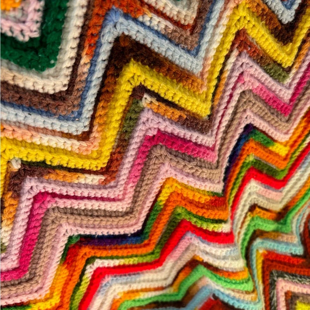 Crochet knit colorful afghan